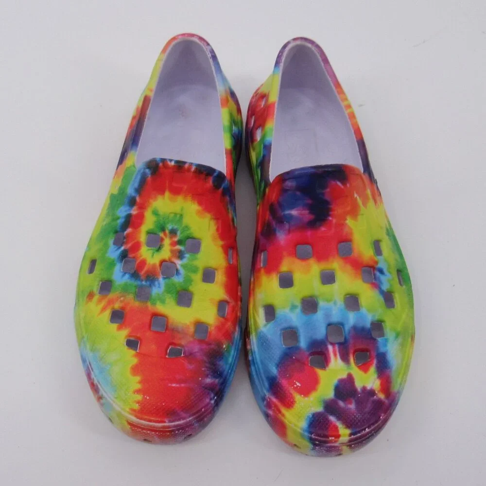 Vans Off The Wall Tie-Dye Colorful Rainbow Kids Slip-On Shoes Size 1 Unisex - Picture 2 of 10